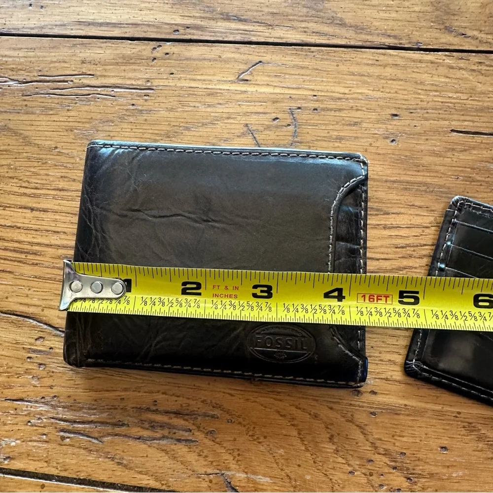 Fossil Derrick Brown Leather Bifold Wallet Sliding 2-in-1 Removable Card Case